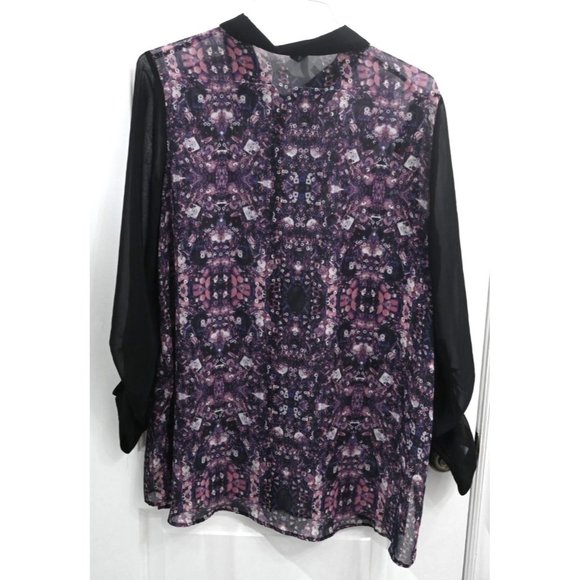 Maurices Womens Long Sleeve Long Blouse with Sheet Material Size 2 - Picture 2 of 2